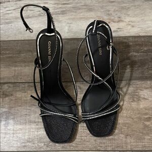Gianni Bini Black and Silver Strappy Heels